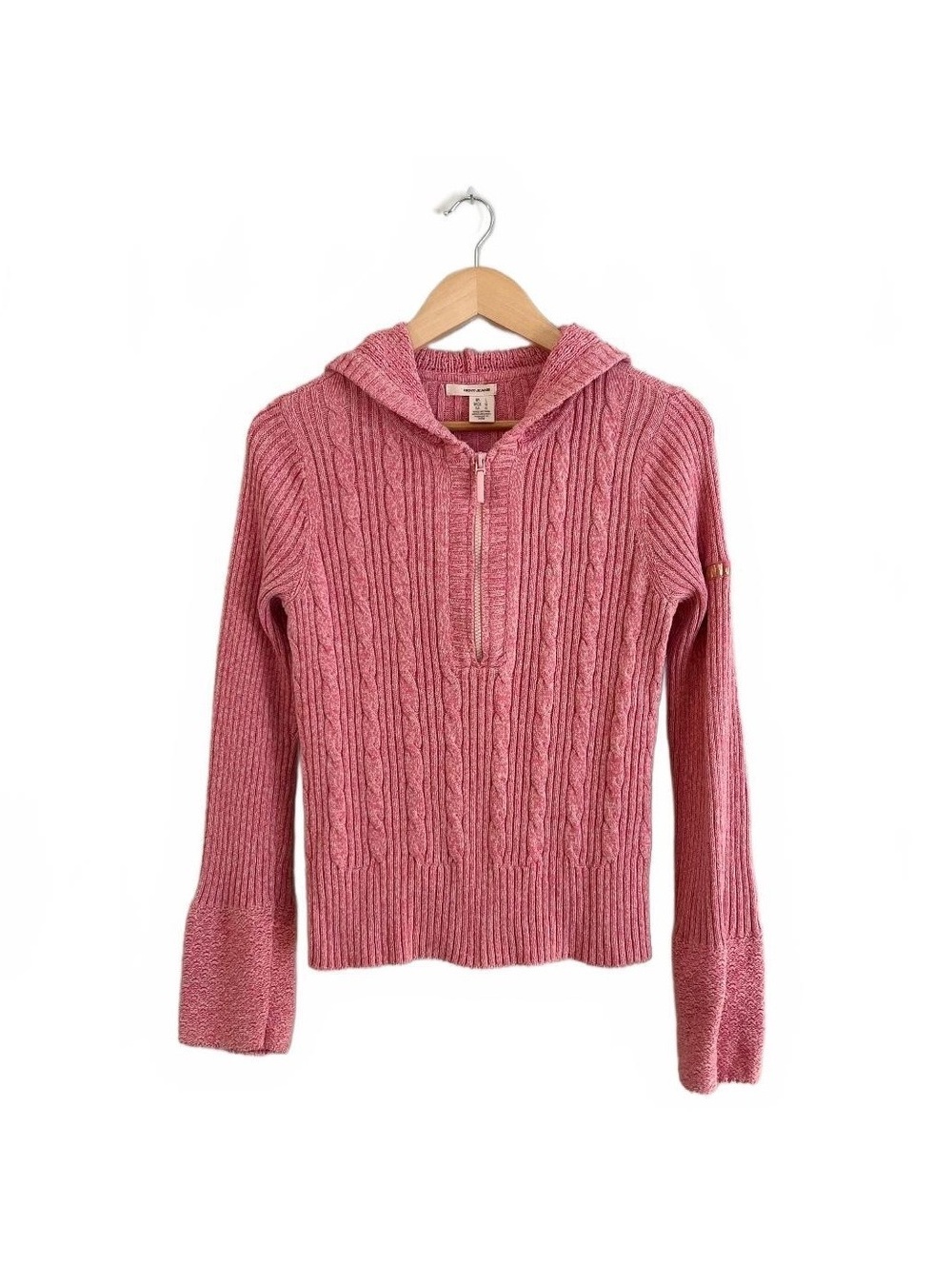 Y2K DKNY Pink Cable Knit Quarter Zip Up Sweater 2000’s Girly Winter